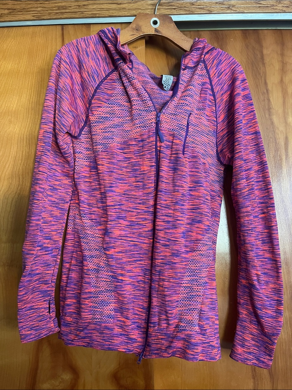 Women’s Pink & Purple Hooded Zip Sweater